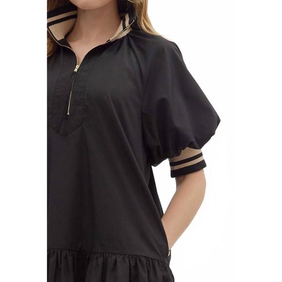 Entro Black Mini Dress with Tan Accents - Picture 4 of 4